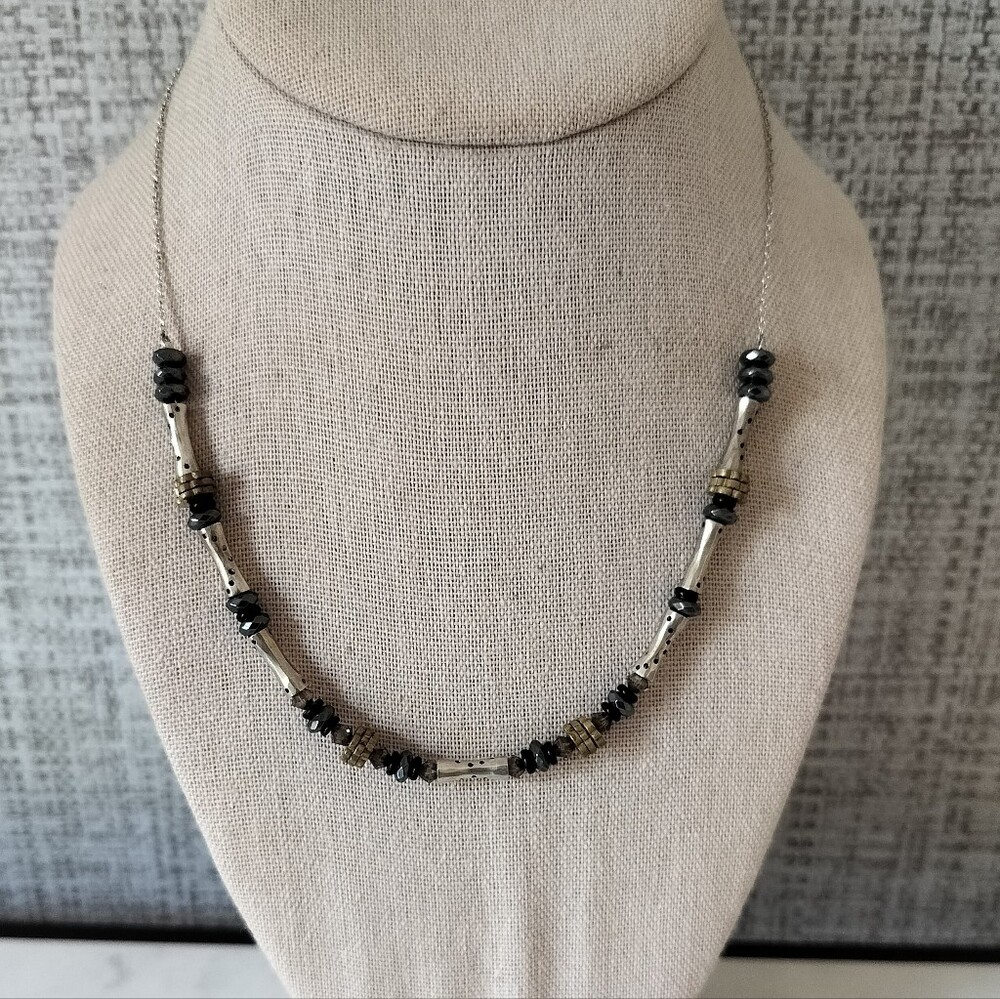 Silpada Sterling Silver 925 Brass And Hematite Bead Necklace - Elegant Black